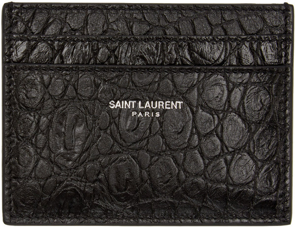 Black Croc-Embossed Card Holder