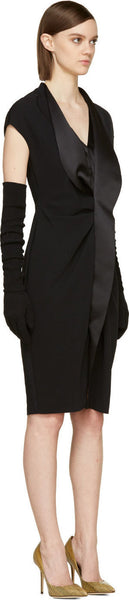 Black Cap Sleeve Ruffled Cady Dress