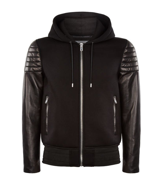 Neoprene And Leather Biker Jacket